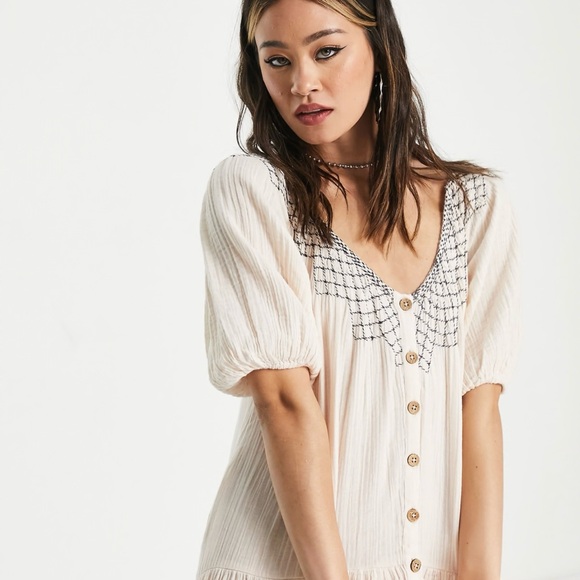 Free People Elegant Cream Sunday Stroll Oversized Embroided Maxi Dress - Picture 6 of 15